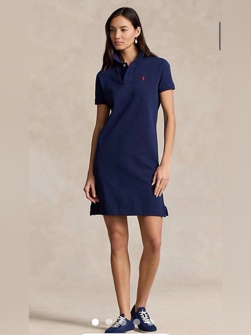 polo Ralph Lauren Navy Cotton Mesh Short-Sleeve Polo Dress classic mini dress M